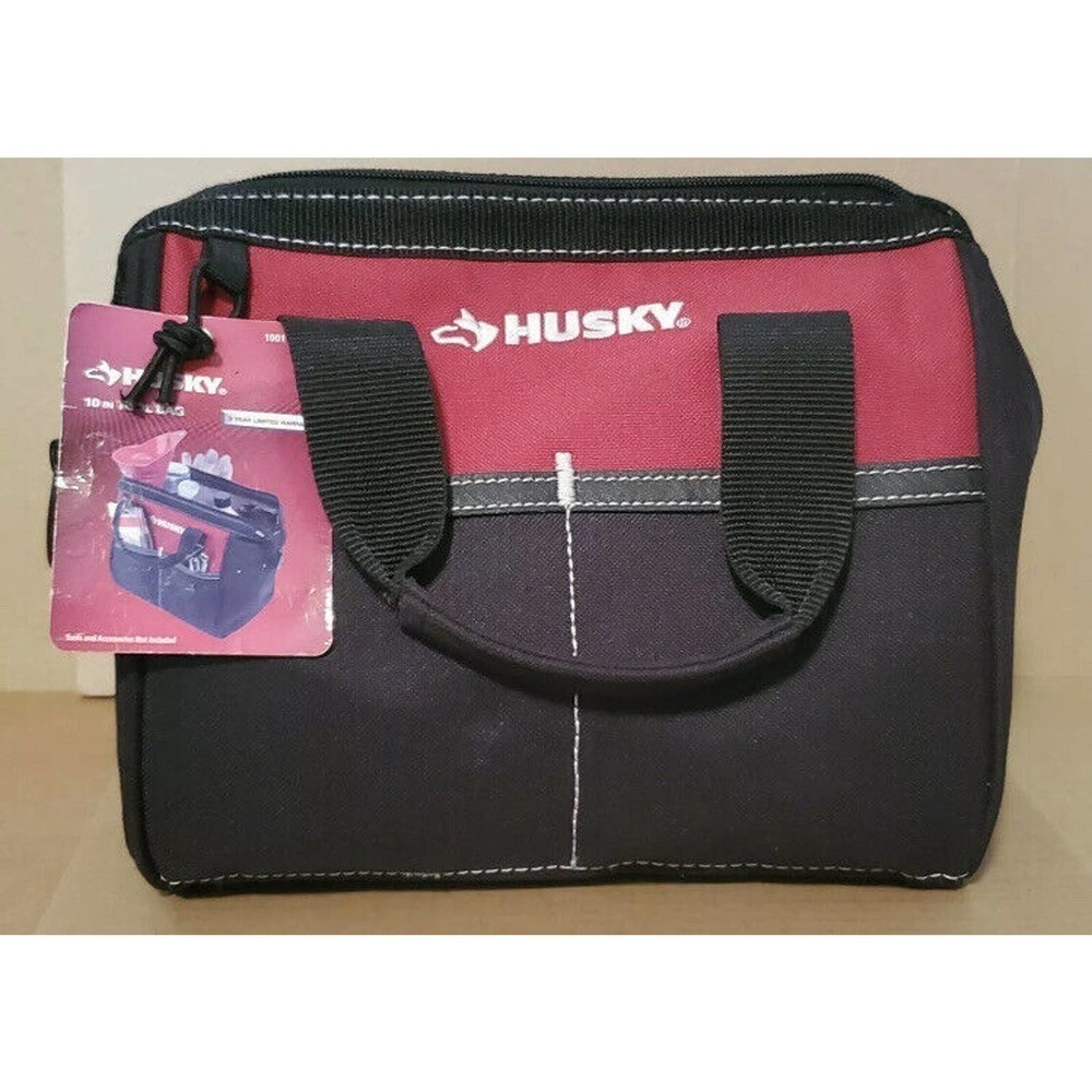 Husky Water Resistant Double Zipper Toolbag 4 Pockets 10" W 6" L 9" H - New